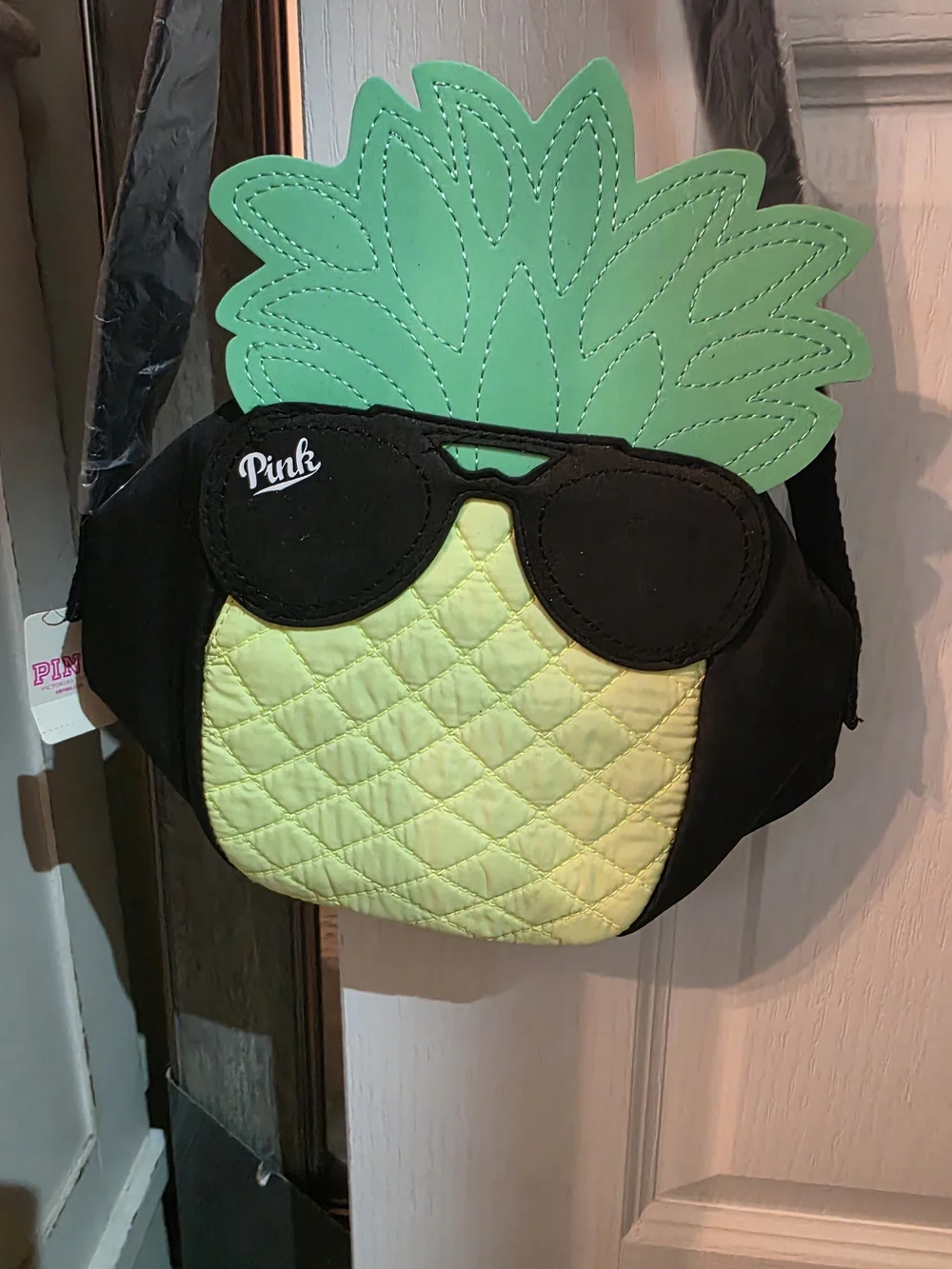 Victoria's Secret Pink Pineapple Crossbody Bag in Black and Lime Green